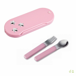 CONJUNTO INFANTIL TENEDOR Y CUCHARA ROSA - ESTRELLAS 1