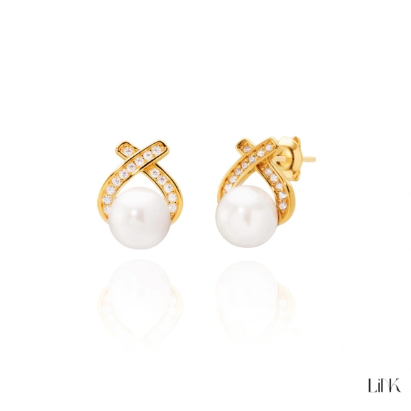 PENDIENTES CIRCONITAS Y PERLAS DORADO 1