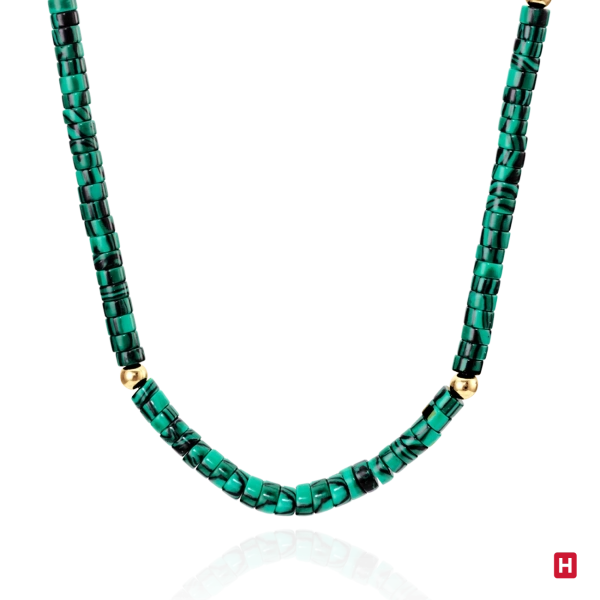Necklace Hassu Golden - Green 3