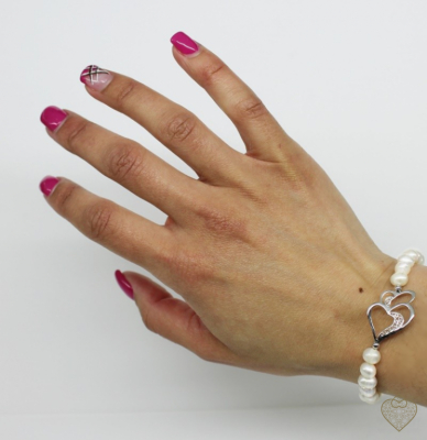 PULSERA PERLAS CON CORAZON  EN PLATA 2