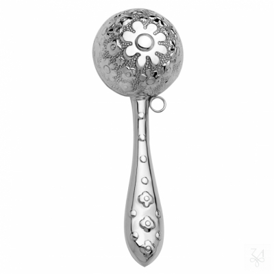 SONAJERO EN PLATA TRINITY - BOLA CON FLOR 1