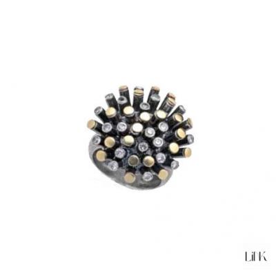ANILLO CON  ZIRCONIAS BLANCAS Y ORO 1