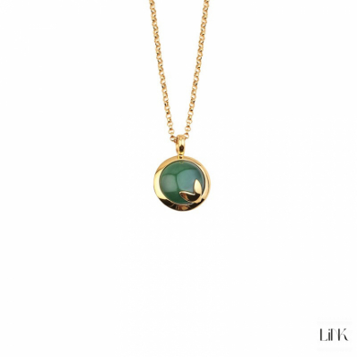 COLLAR EN PLATA DORADA C/ PIEDRA VERDE 1