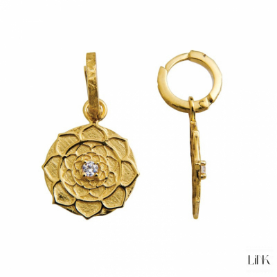 PENDIENTES LINK WORLD ENERGY STYLE FLOR DE LOTUS - DORADO 2