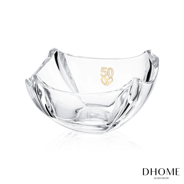 TAZA DE CRISTAL C/ APLICACION EN PLATA 50 ANIVERSARIO 30.5CM 2