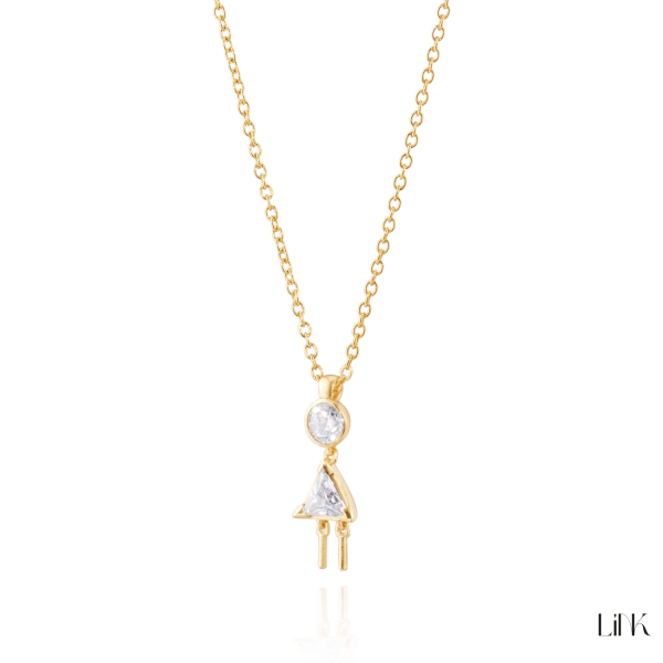 COLLAR LINK DORADO - NIÑA PIEDRA BLANCA 1