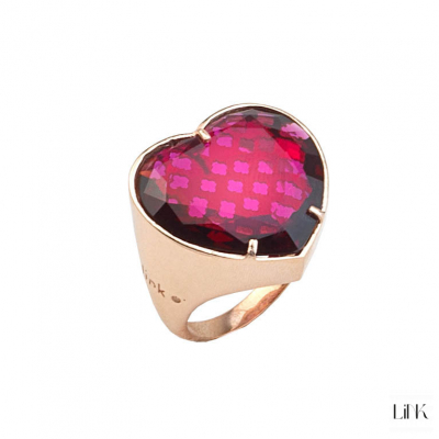 ANILLO DORADO ROSA C/ PIEDRA CORAZON ROSA 1