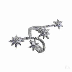 ANILLO EN PLATA ESTRELLAS C/ CIRCONIAS 1