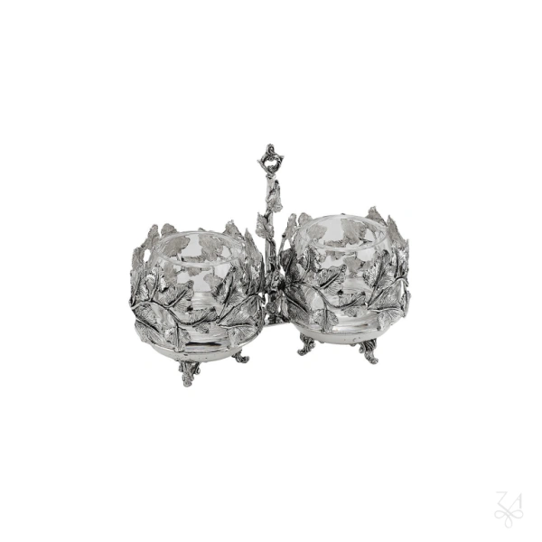 STERLING SILVER RELIGIOUS DOUBLE SALT HOLDER W/CASTING 1