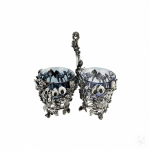 Salt Holder Double w/ Blue Crystal 1