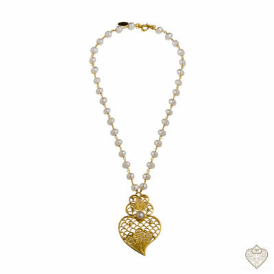 COLLAR PERLAS C/ CORAZON DE VIANA DORADO 2