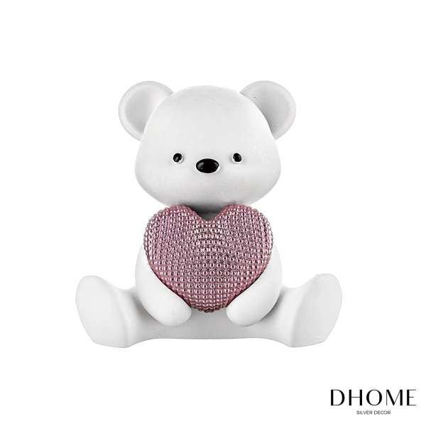BIBELOT OSO C/ CORAZÓN ROSA 10CM 2