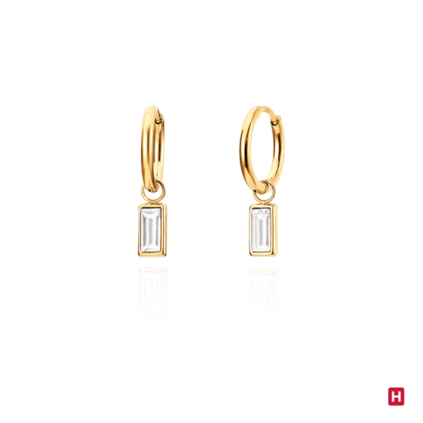 Hoop Earrings Hassu Golden - White 1