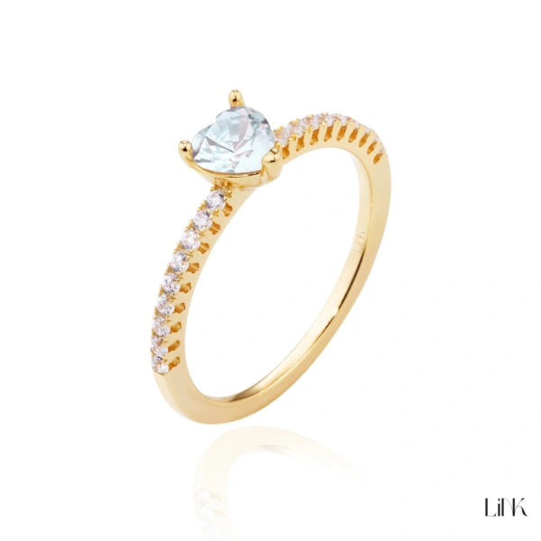 ANILLO COMPROMISO LINK CORAZÓN CIRCONIA AZUL 1