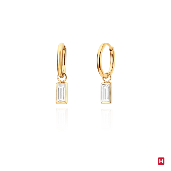Hoop Earrings Hassu Golden - White 2