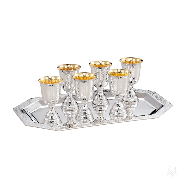 Liquor 8 Cups Set with Tray - Mod. Hammered 5