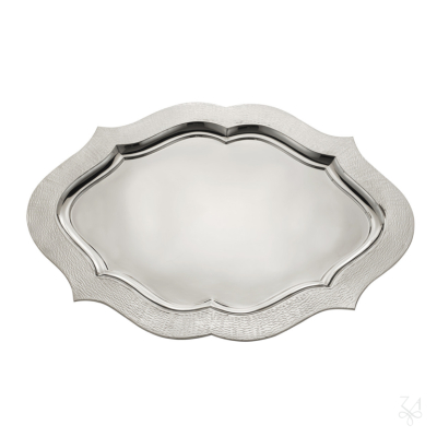 Oval Tray 55x42 Hammered Cut Border 1