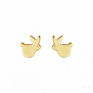 PENDIENTES INFANTILES EN PLATA - MOD. CONEJITO DORADO 1