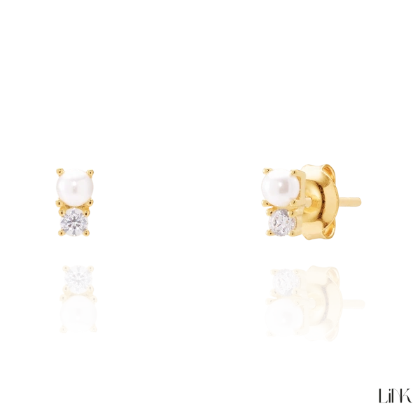 Brincos Link com Zircónias e Pérola 2