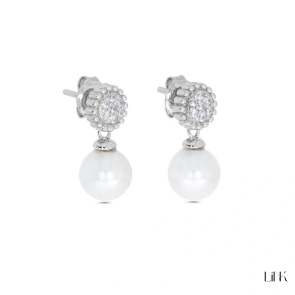 PENDIENTES CON CIRCONIAS Y PERLA 1