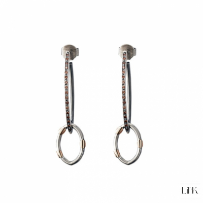 PENDIENTES CON ZIRCONIAS MÁRRON Y ORO 1
