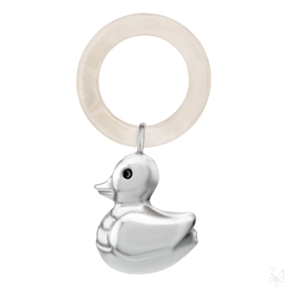 SONAJERO EN PLATA CON ARO - PATO PEQUEÑO 1