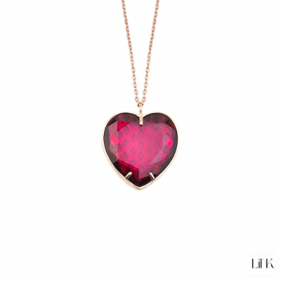 COLLAR DORADO ROSA C/ PIEDRA CORAZON ROSA 1