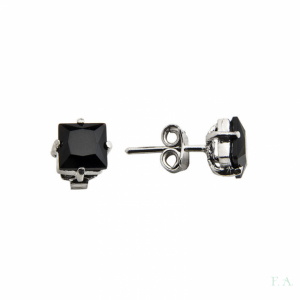 Earrings FA Black Square Solitaire 1