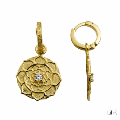 PENDIENTES LINK WORLD ENERGY STYLE FLOR DE LOTUS - DORADO 1