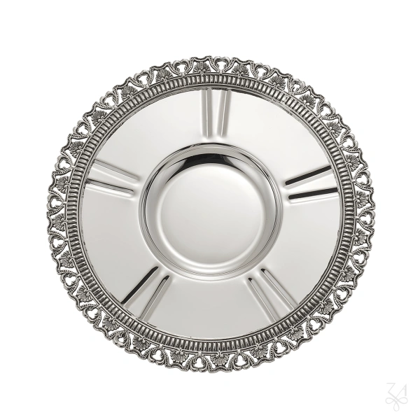 Kiddush Plate Zurich Plain w/ Casting Border - D.-16cm 2