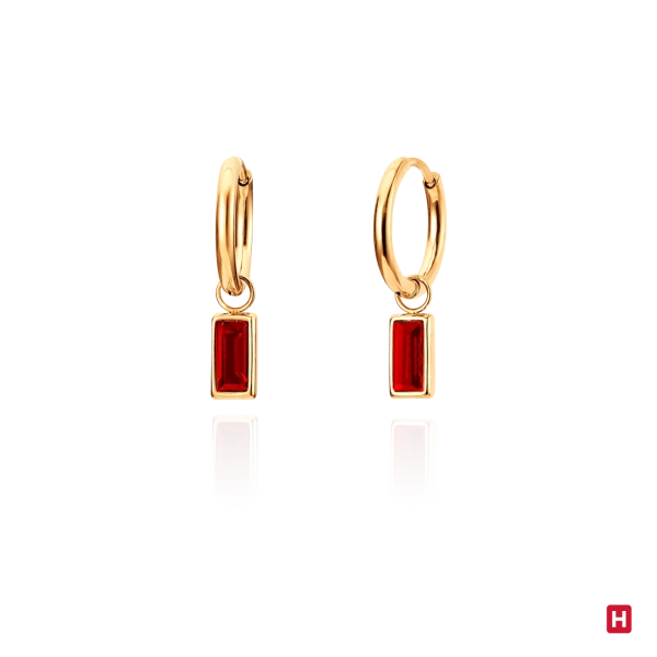 Hoop Earrings Hassu Golden - Red 2