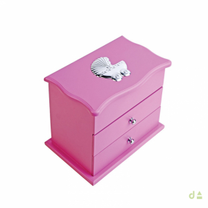 CAJA C/ CAJONES MADERA ROSA 18X21X12 COCHE BEBE 1