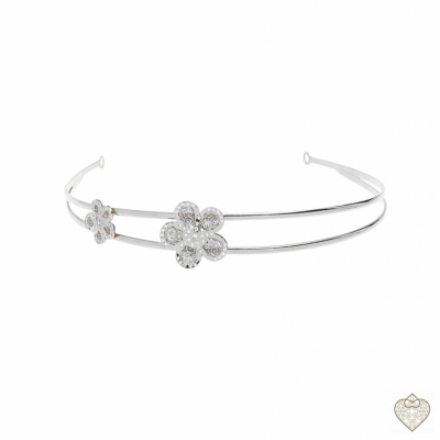TIARA DOBLE EN PLATA  CON FLORES FILIGRANA 1