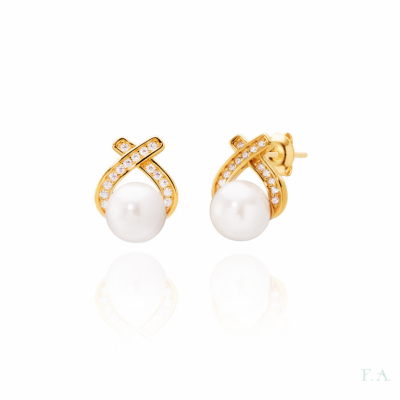 Earrings FA Pearl with Zirconias 1
