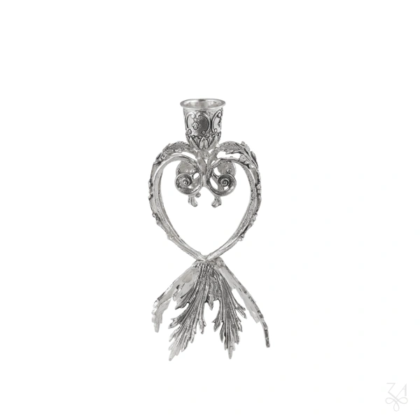 Candlestick Heart Acanthus Leaf w/ Base Leaf- H.-15cm 3