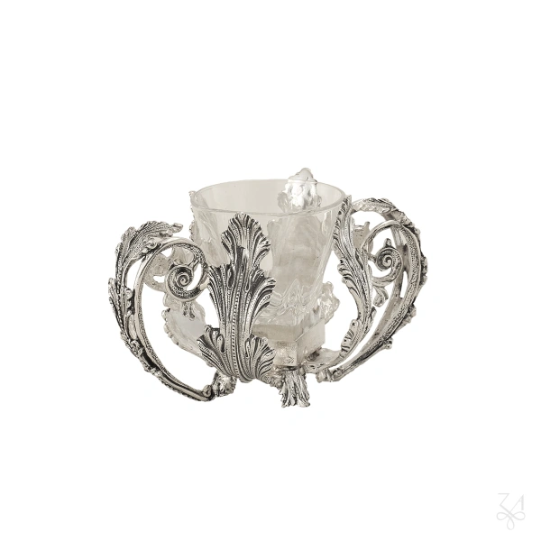 Salt Holder with White Crystal Acanthus Leaf 2