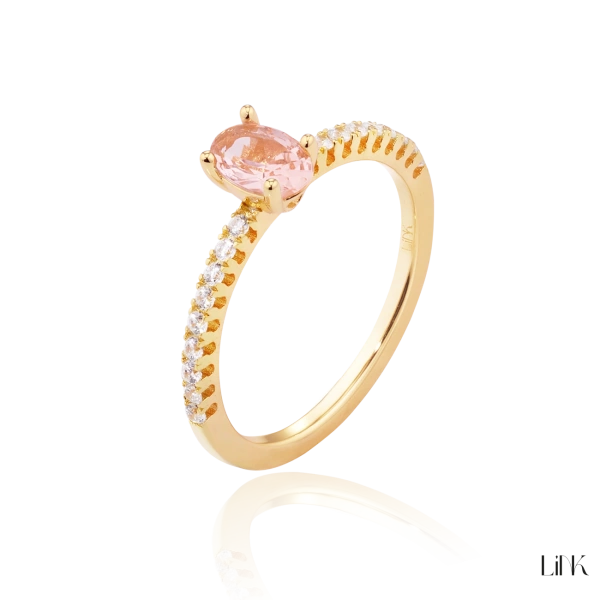 ANILLO COMPROMISO LINK OVAL CIRCONIA ROSA 2