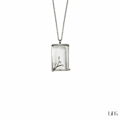 COLLAR PLATA RECTANGULAR C/ CIRCONIAS - SIMPLE STYLE 1