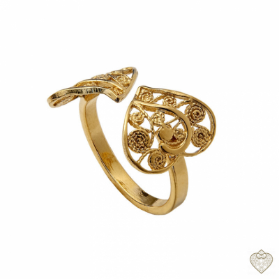 ANILLO EN PLATA DORADA CORAZON VIANA -FILIGRANA 1