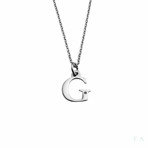 COLLAR EN PLATA C/ PIEDRA - LETRA G 1