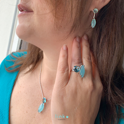 PENDIENTES EN PLATA C/ PIEDRA CELESTE 2