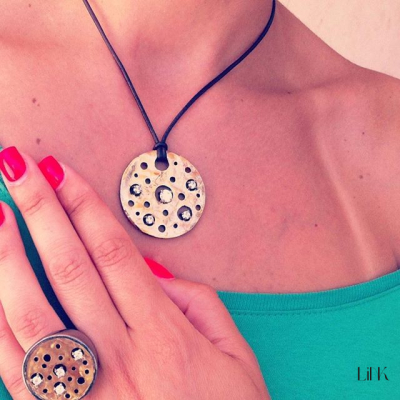 COLLAR PLATA 925/ORO9K- 5 CIRCONITAS - 3.9CM - MEL 2
