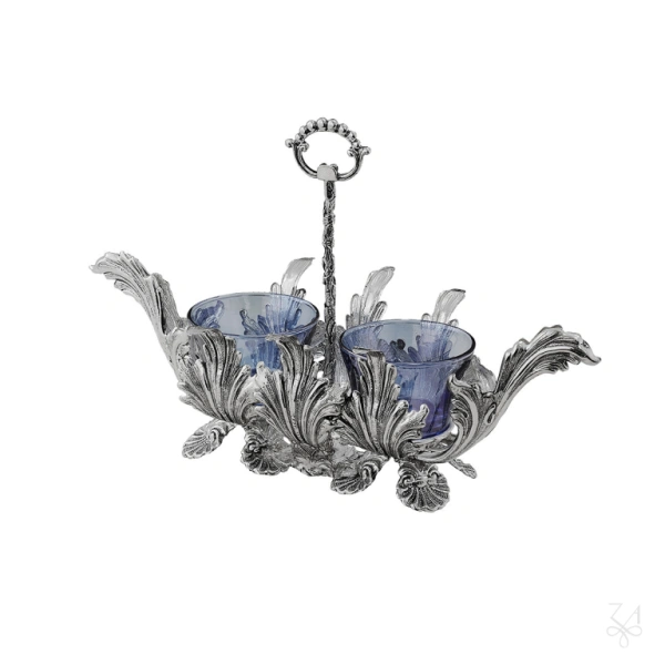 STERLING SILVER SALT HOLDER BLUE CRYSTAL 1