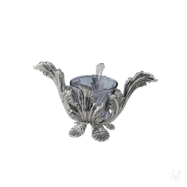 STERLING SILVER SALT HOLDER BLUE CRYSTAL 1