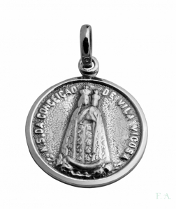 MEDALLA EN PLATA -REDONDA-N.SR. CONCEIÇAO VILA VIÇOSA -1.8CM 1
