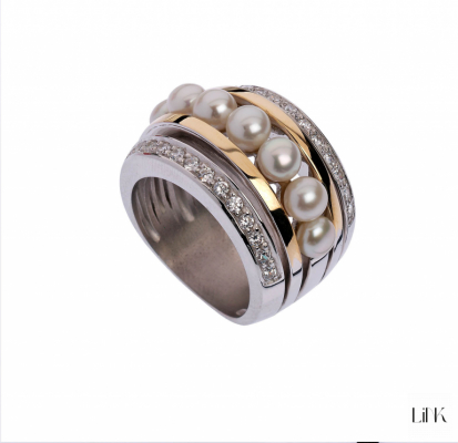 ANILLO PLATA925/ORO9K- 30 CIRCONITAS- HARMONIA 1