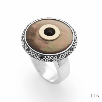 ANILLO EN PLATA925 Y ORO9K - MAR DE PEROLA 1