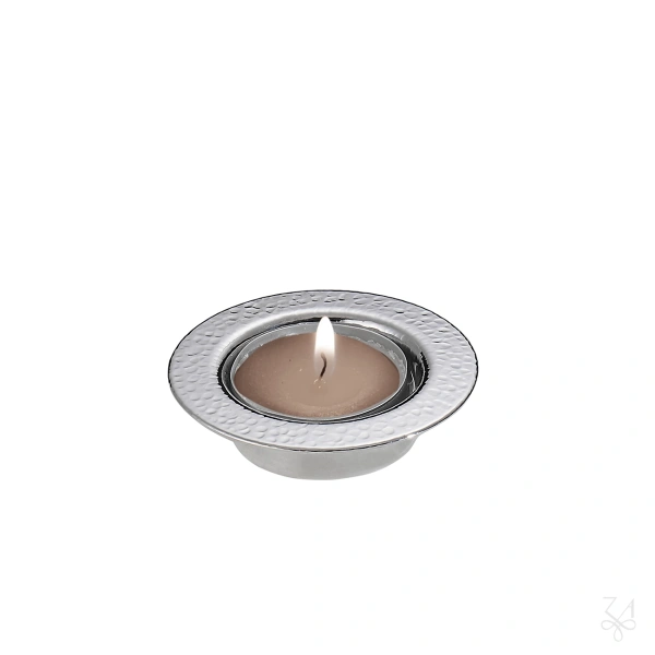 STERLING SILVER RELIGIOUS HAMMERED TEA-LIGHT HOLDER 2