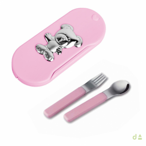 CONJUNTO TENEDOR Y CUCCHARA ROSA -MOD. OSO 1