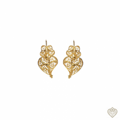 PENDIENTES CORAZON  PLATA DORADA FILIGRANA 2,2CM 1